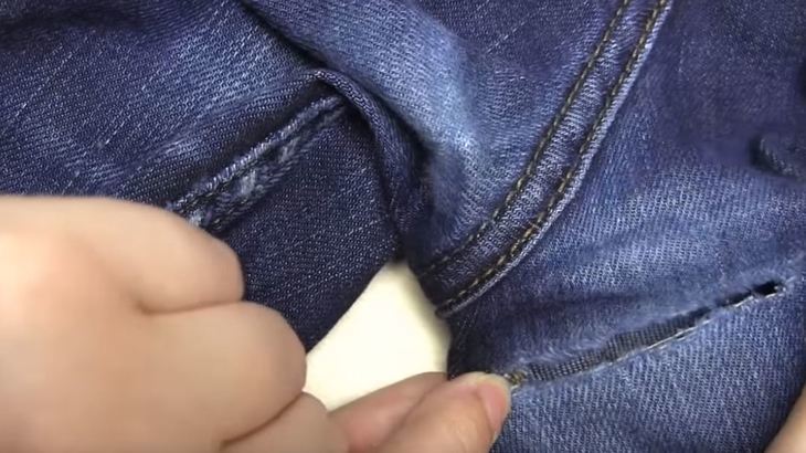 Разравниваем дырку на джинсах